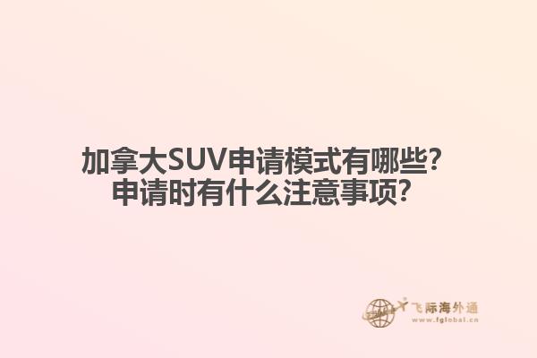 加拿大SUV申請(qǐng)模式有哪些？申請(qǐng)時(shí)有什么注意事項(xiàng)？