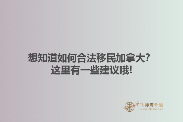 想知道如何合法移民加拿大？這里有一些建議哦!